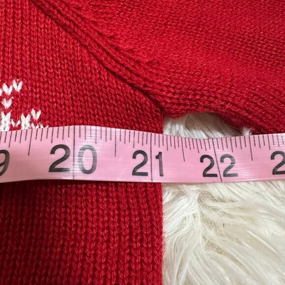 Karen Scott Polar Bear Snowflake Christmas Red Sweater Sz L - Picture 7 of 9